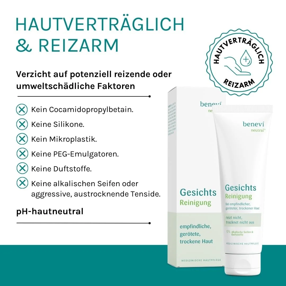 Засіб для вмивання Benevi Neutral для чутливої, подразненої, сухої шкіри, 2 x 125 мл, pH 5.5, фото №5 Засіб для вмивання Benevi Neutral для чутливої, подразненої, сухої шкіри, 2 x 125 мл, pH 5.5, фото №5