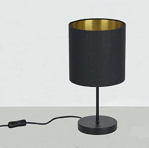 Приліжкова лампа Trango SOUL* 2018-10B з тканинним абажуром, чорний/золотий, E27 - Фото 1