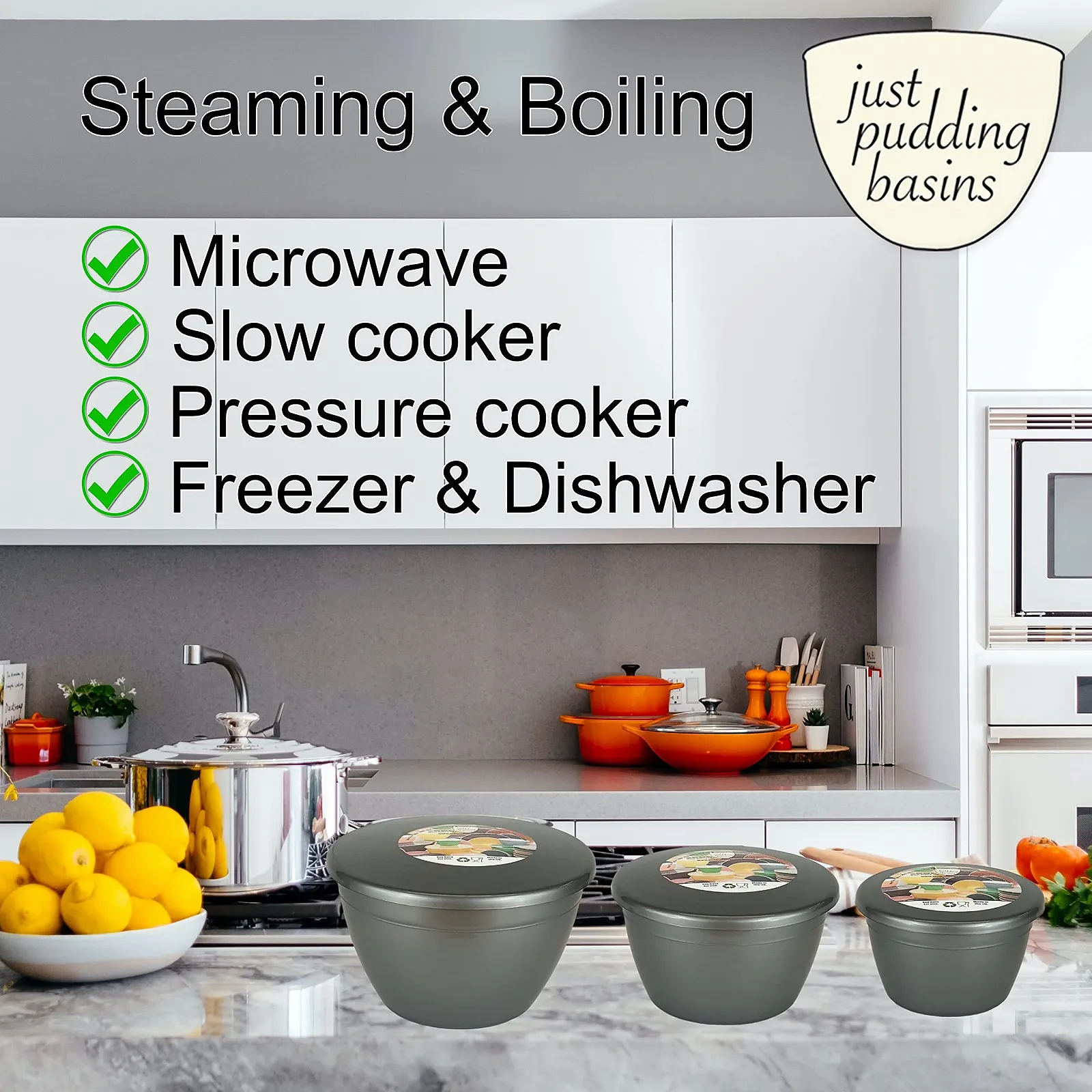 Набір мисок для пудингу Just Pudding Basins 3 шт. Червоний Пластик, фото №2