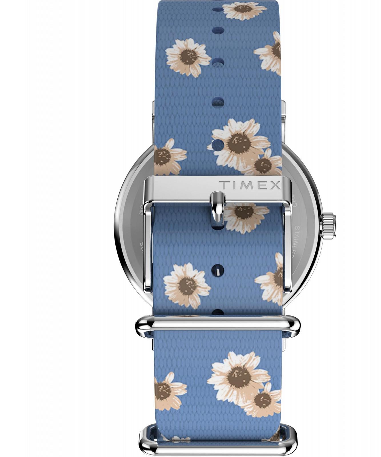 Женские часы Timex Floral 38 мм розовый ремешок белый циферблат серебряный корпус, фото №3