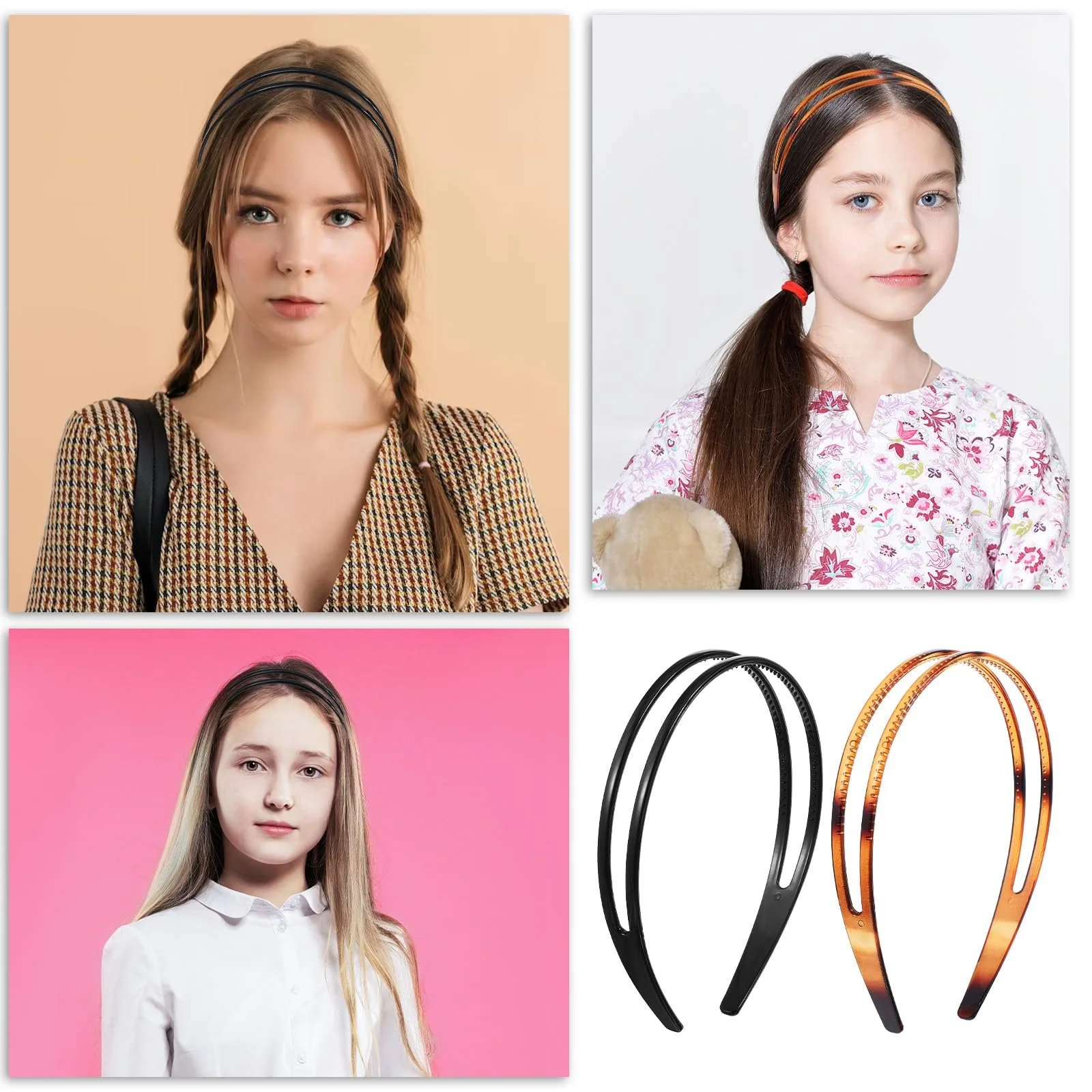 Обруч TIESOME Пластиковий Подвійний Чорний + Коричневий, фото №5 Обруч TIESOME Пластиковий Подвійний Чорний + Коричневий, фото №5