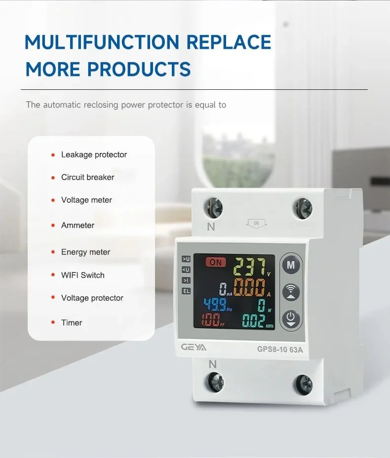Пристрій захисту напруги та струму GEYA GPS8-10 Wi-Fi, фото №9