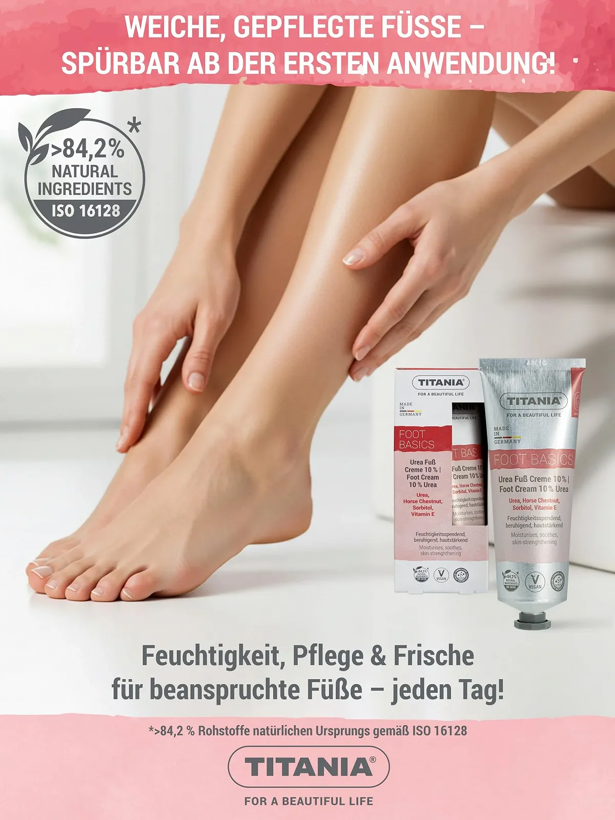 Крем для ног TITANIA Urea 10% с конским каштаном, сорбитолом и витамином E, 75 мл, фото №2