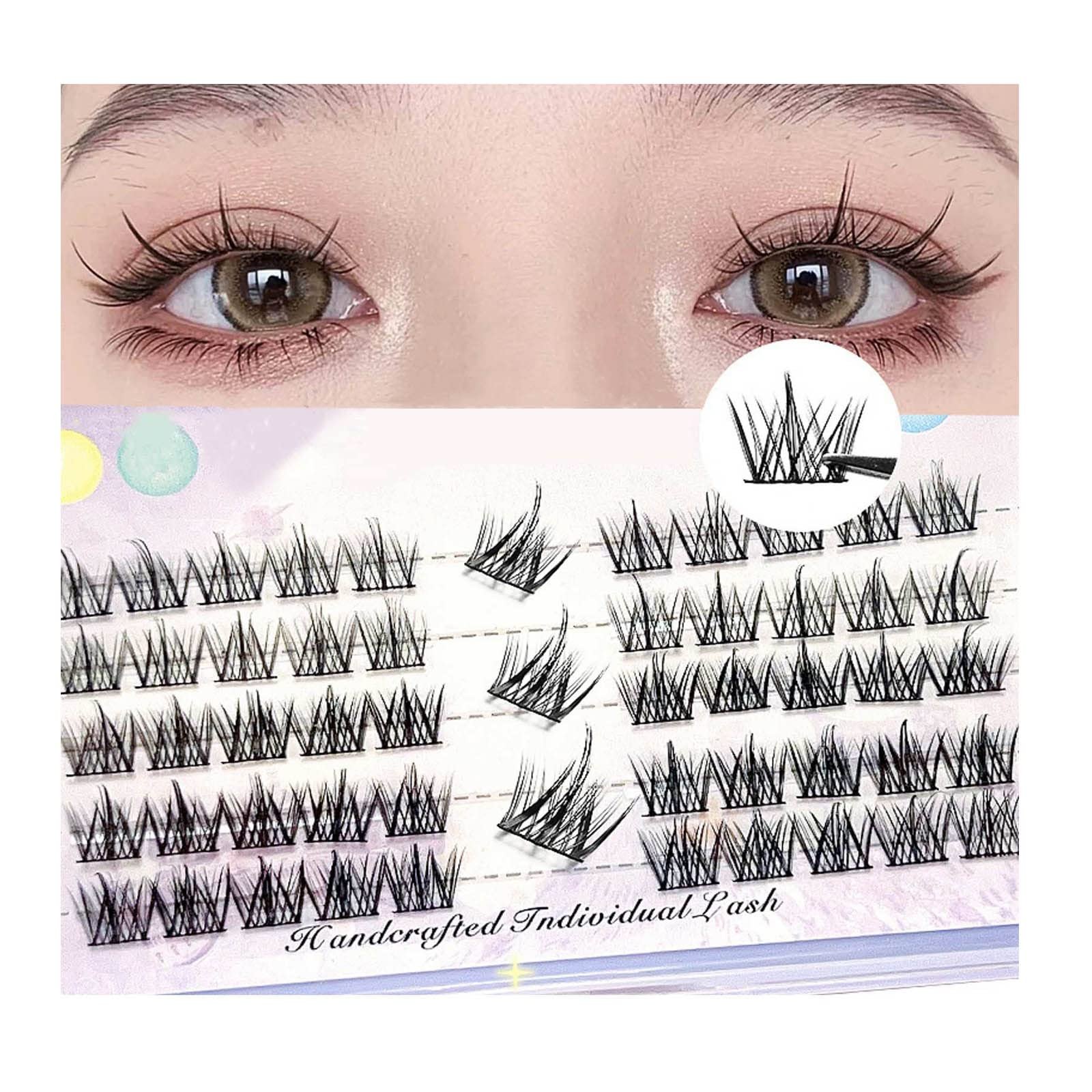 Накладні вії Природний вигляд, Manga Lashes, кластери для нарощування вій своїми руками, 3D ефект, багаторазові 50 кластерних вій, завиті пухнасті рідкісні кластерні вії, товсті колючі аніме вії для косплею, фото №1