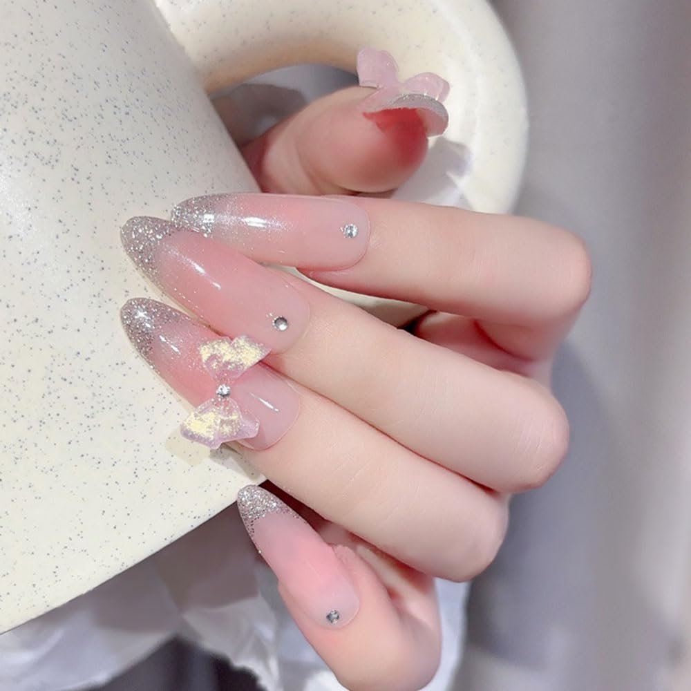 Бантик Прозорий Лід Рожевий Блискітки Пудра 3D Каваї, фото №8