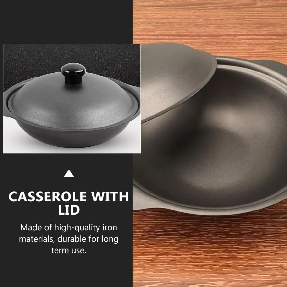 Каструля-жаровня BESPORTBLE Cast Iron з кришкою 22 cm, фото №9