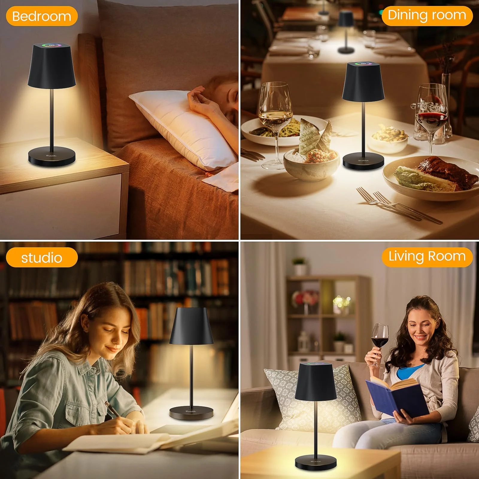 Настільна лампа Quntis LED бездротова акумуляторна Touch 3000 K - 5000 K + RGB USB IP44, фото №9