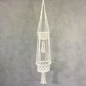 Підвісний кошик Oriental Galerie Макраме Бохо Подвійний 125 см Білий synthetic.ua - Фото 1