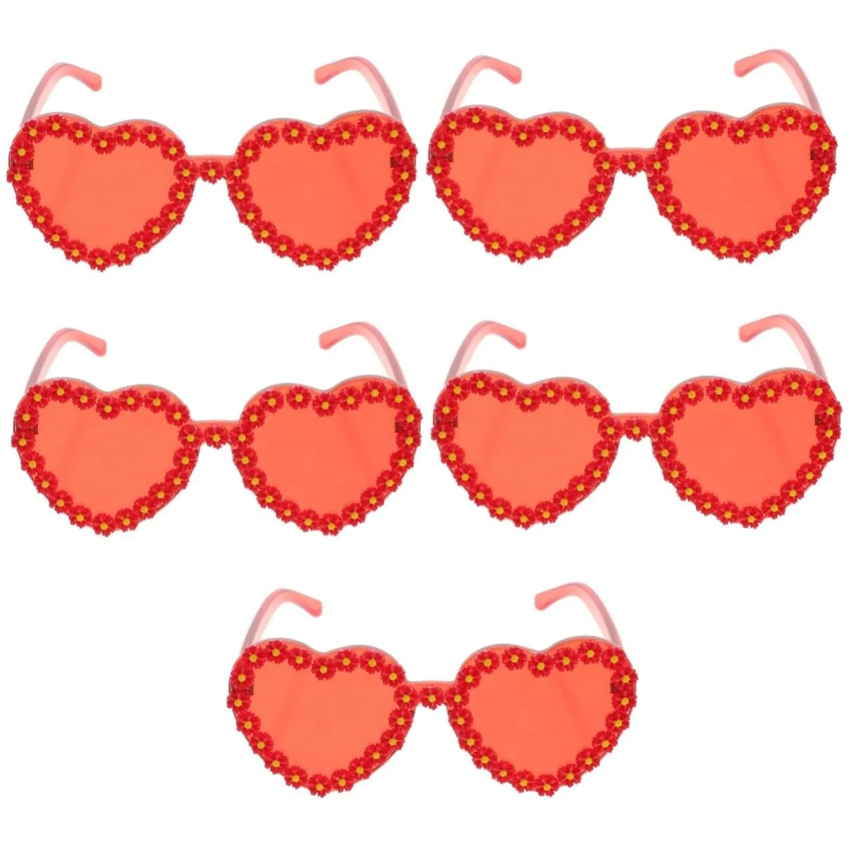 Сонцезахисні окуляри PACKOVE 5St Herz, різнокольорові, пляжні, без оправи, жіночі, модні, у формі серця, червоні, фото №1