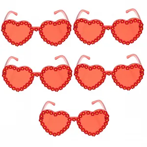 Солнцезащитные очки PACKOVE 5St Herz, разноцветные, пляжные, без оправы, женские, модные, в форме сердца, красные - Фото 1