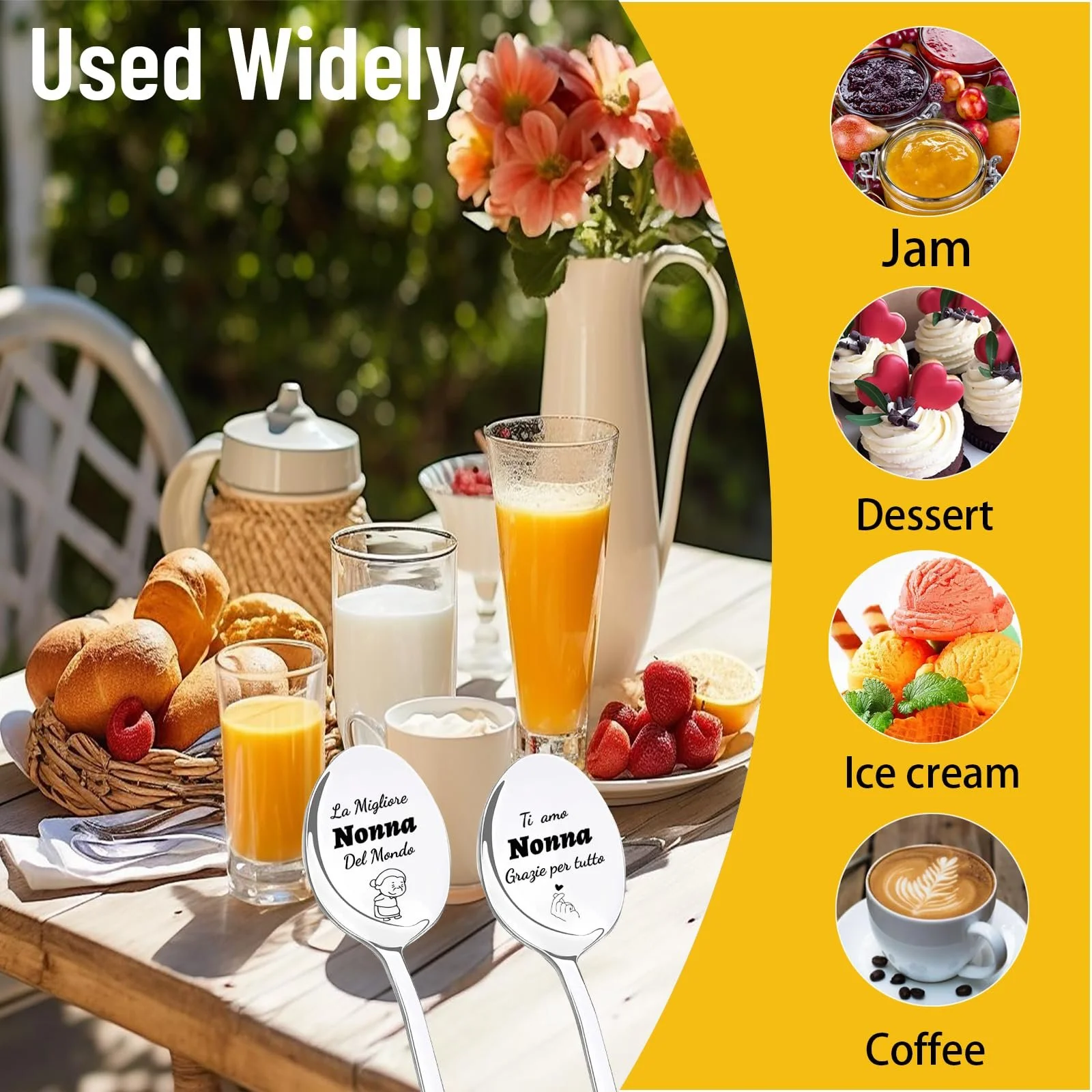 Ложка для кави Regalo Festa dei Nonni, Срібна, з нержавіючої сталі, персоналізована ложка з гравіюванням, Ich Liebe Dich, фото №4