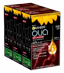 Фарба для волосся Garnier Olia Red Lacquers Стійка Без аміаку з квітковими оліями натурального походження Яскравий та живильний ефект Відтінок 5.52 Червона вишня - 3 упаковки - Фото 1