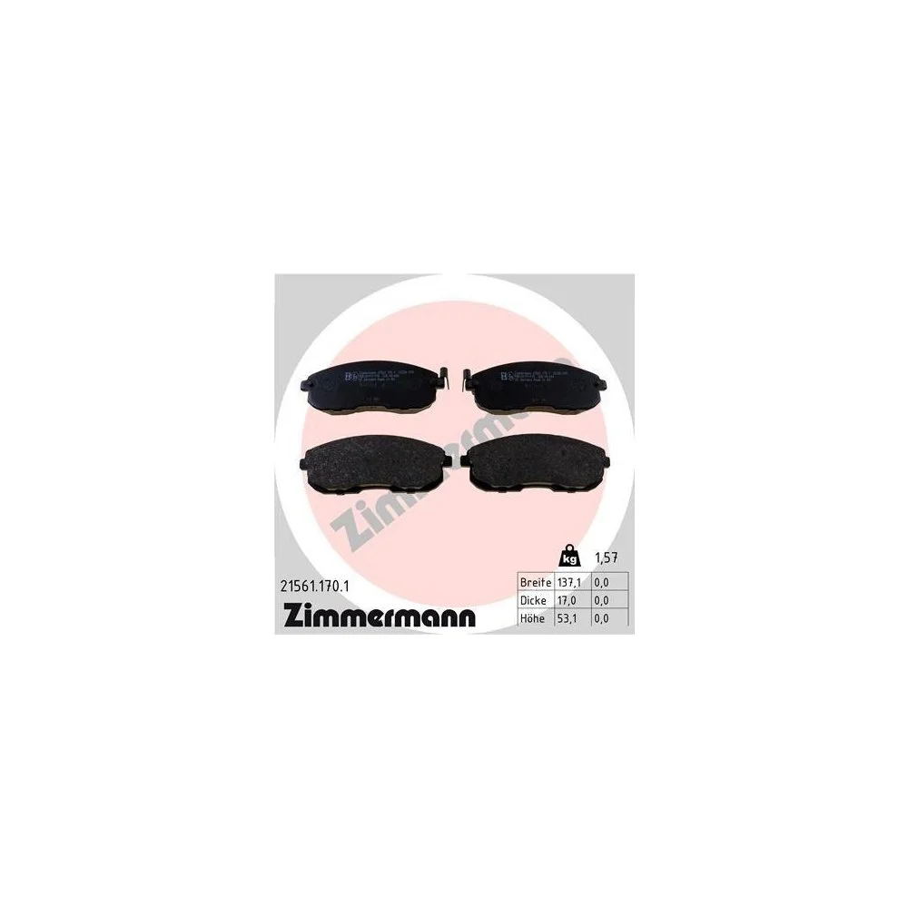 Комплект гальмівних колодок дискових ZIMMERMANN 21561.170.1 для NISSAN INFINITI, фото №1