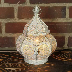 Настільна лампа Casa Moro Oriental 30 см Біле золото Метал Shabby - Фото 1