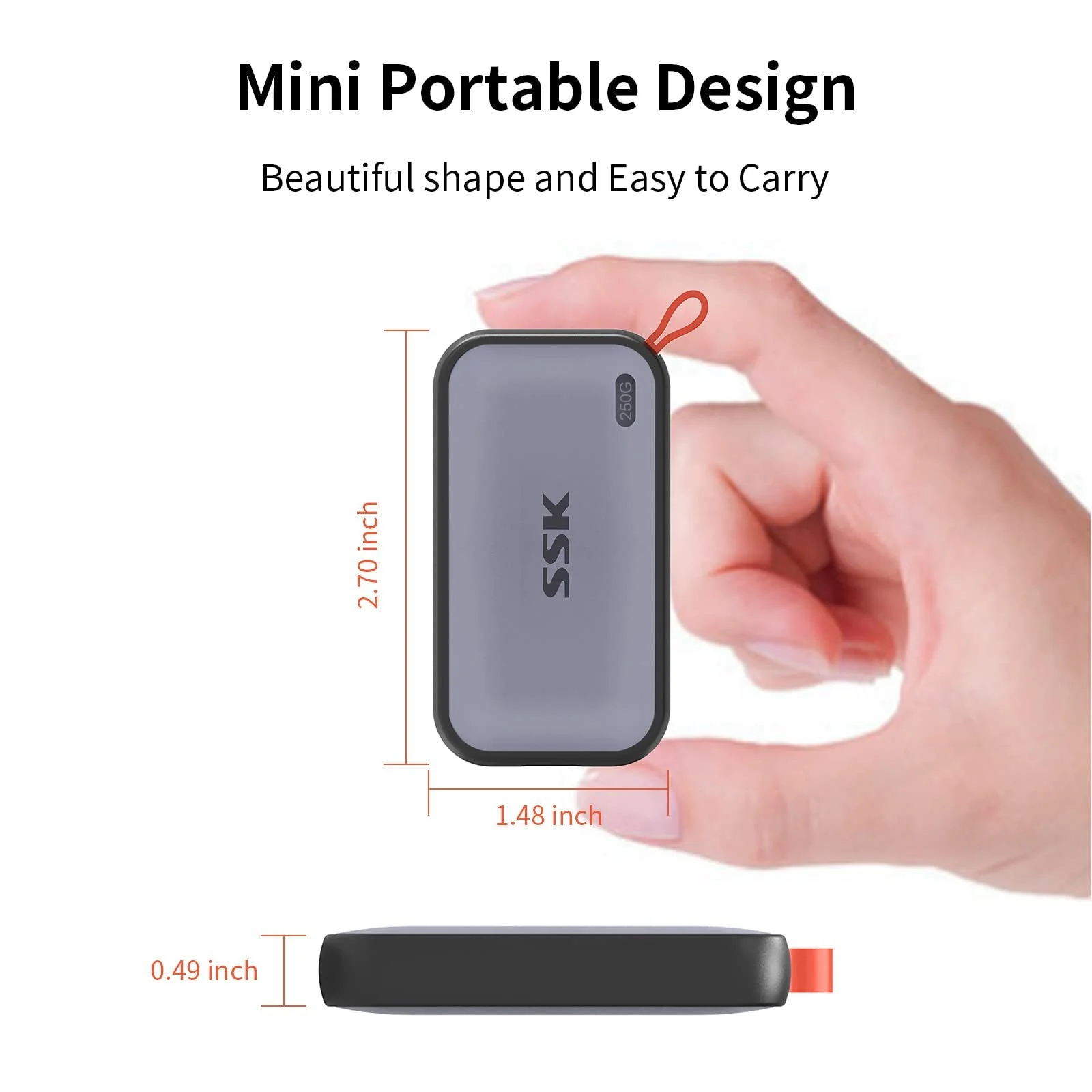 Portable External NVME SSD SSK USB 3.2 Gen 2 250 GB 1050 MB/s, фото №5
