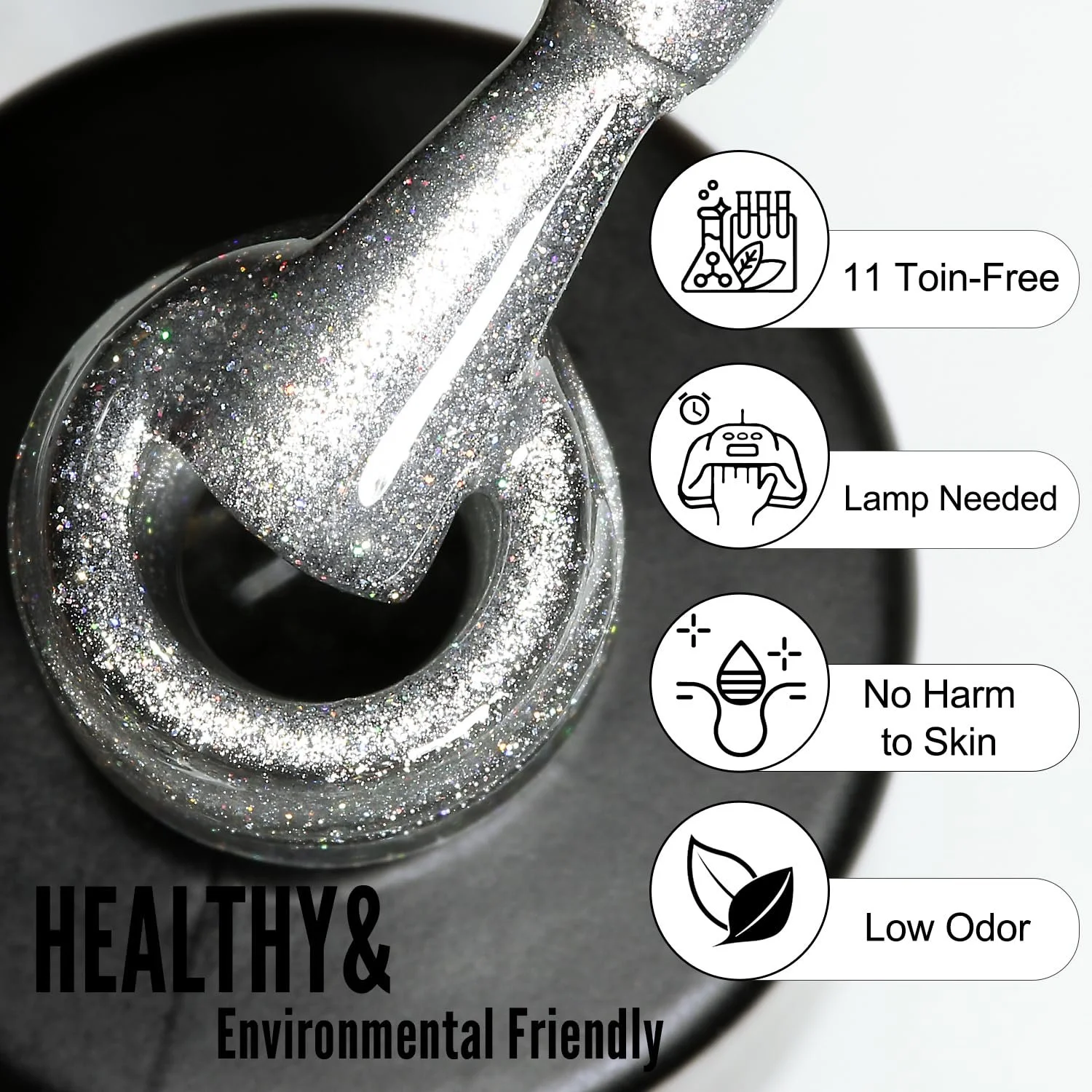 Гель-лак YOKEFELLOW Magnetic 9D Holographic Sequins Cat Eyes Soak Off UV/LED, 10 мл, 6 цветов, фото №6