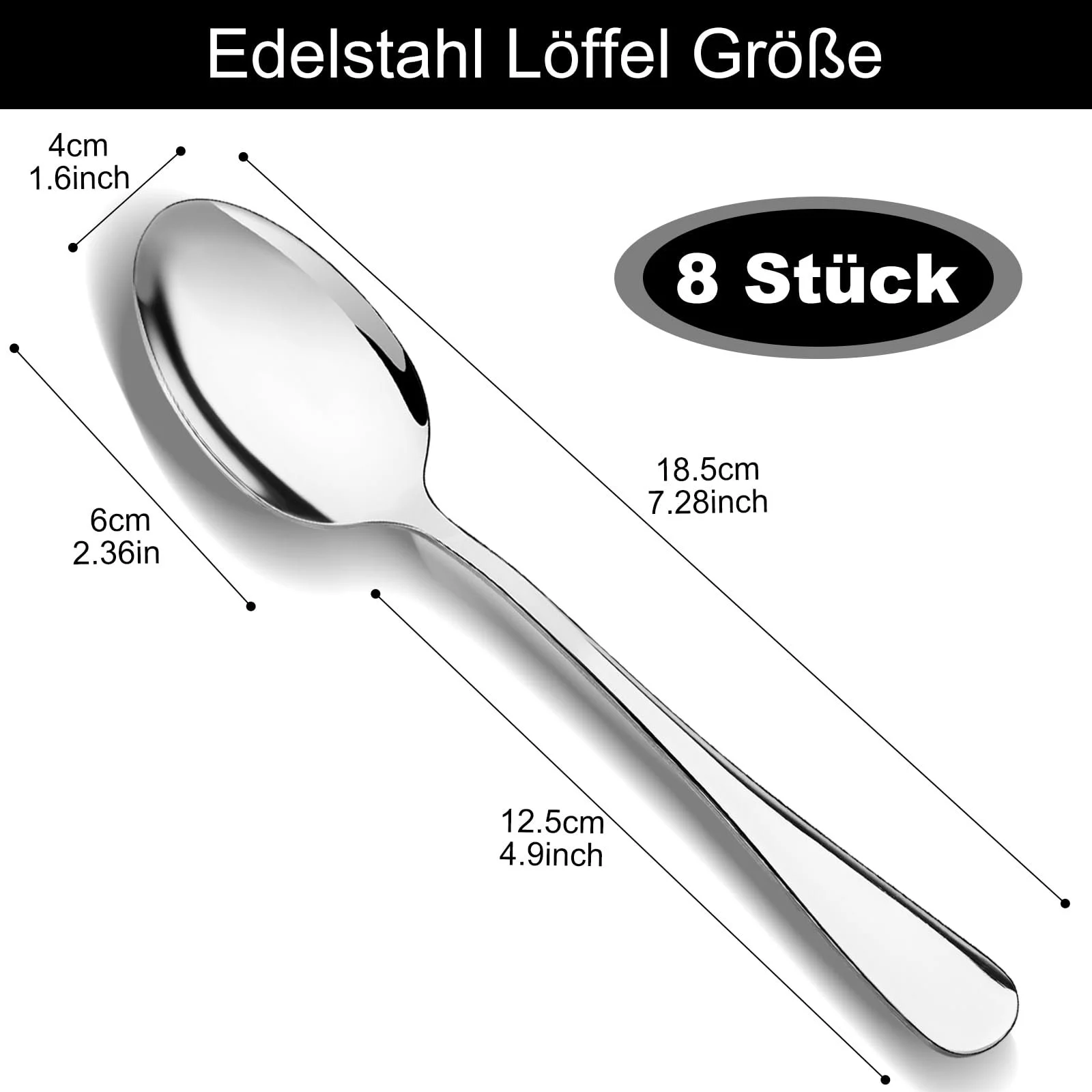 Ложки чайні, 8 шт, 18.5 см, фото №2