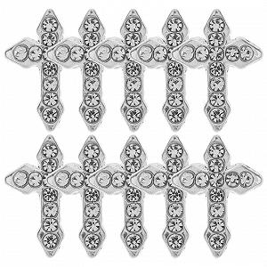 Украшения для ногтей Крест Beavorty, 10 шт, серебристые, хрустальные, для маникюра, DIY - Фото 1