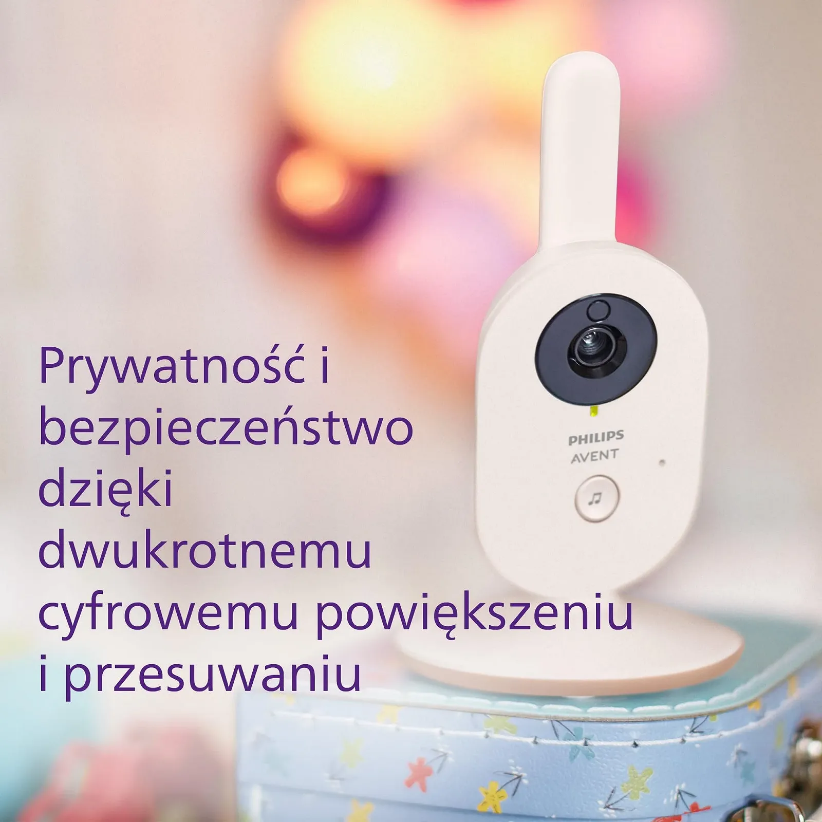 Відеоняня Philips Avent Advanced SCD881/26 2.8 дюйма 2x Zoom Нічне бачення 2-Way Audio Колискові Coral Cream, фото №2