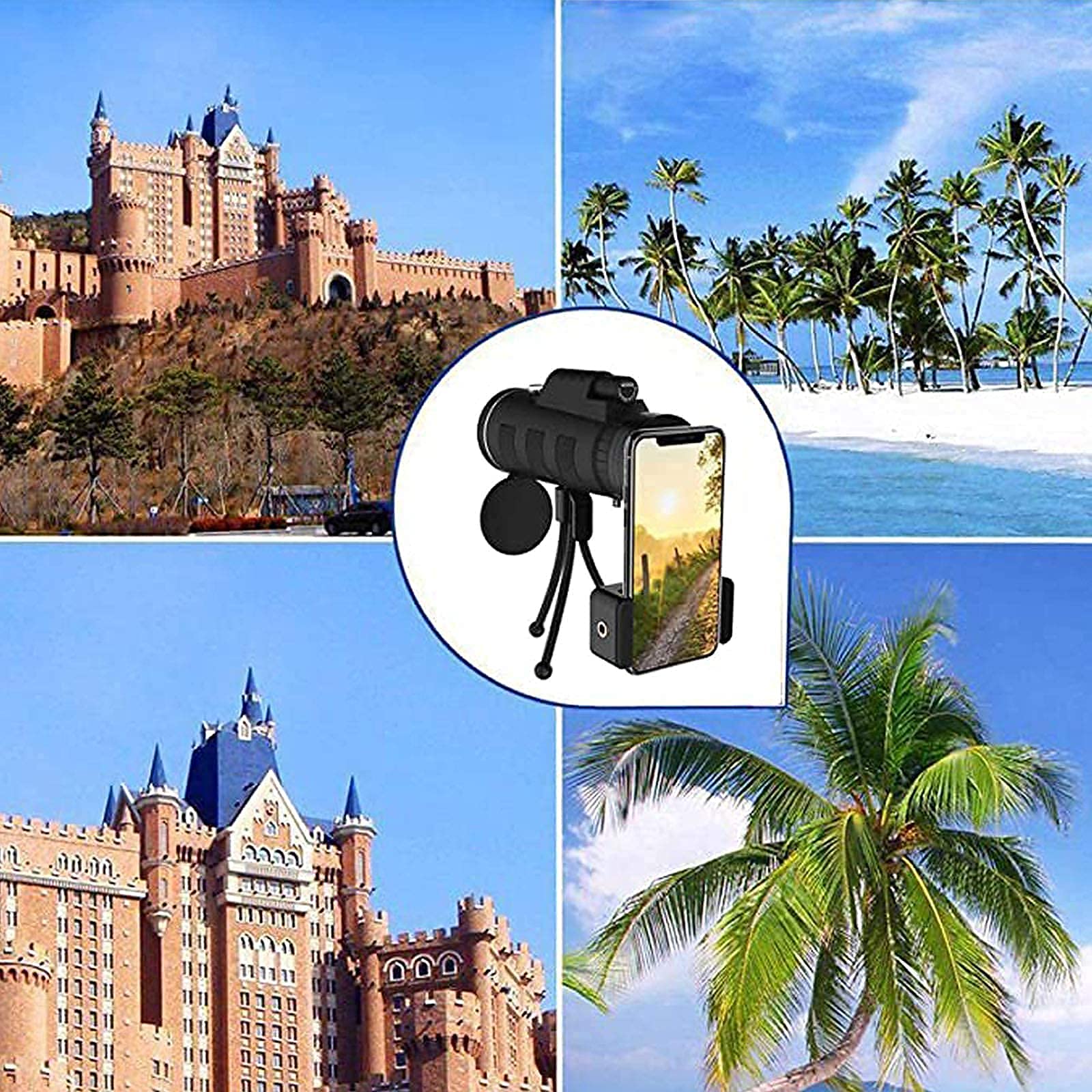 Телескоп Monocular Telescope 40 x 60 HD High Power Bak4 Prism Waterproof Pocket Compact Monocular Rifle Scope с адаптером для смартфона и штативом, фото №6