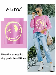 Женская Толстовка WIEIYM С Круглым Вырезом, Длинными Рукавами, Графическим Принтом В Виде Смайлика, Базовая Повседневная Кофта S-XXL synthetic.ua - Фото 1