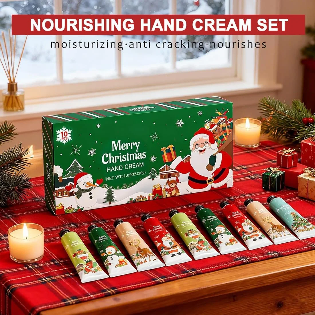Набір Різдвяних Кремів для Рук, 10 шт, Крем для Догляду за Руками, фото №6