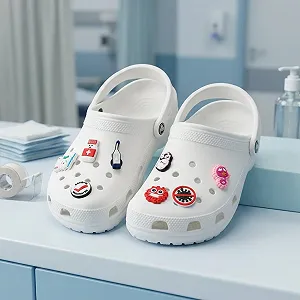 Набор джибитсов для кроксов 8 шт jibbitz crocs украшения для кроксов зубы, набор джибитсов вирусология, джибитсы вакцинация, термометр на кроксы - Фото 1