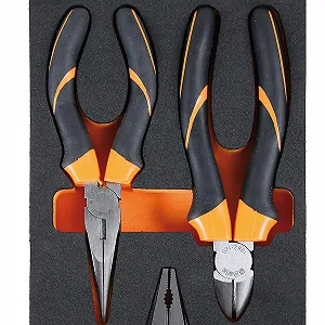 Набор инструментов Beta M134 в пенной вставке (3 предмета: диагональные кусачки, универсальные плоскогубцы и плоскогубцы с полукруглыми губками) Черный/Оранжевый synthetic.ua - Фото 1