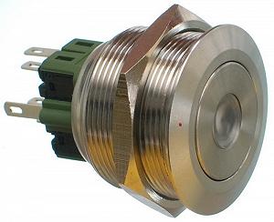 Кнопка антивандальна VJ Parts d32mm стрижка 28mm h33mm 2 положення 6 контактів індикація - Фото 1