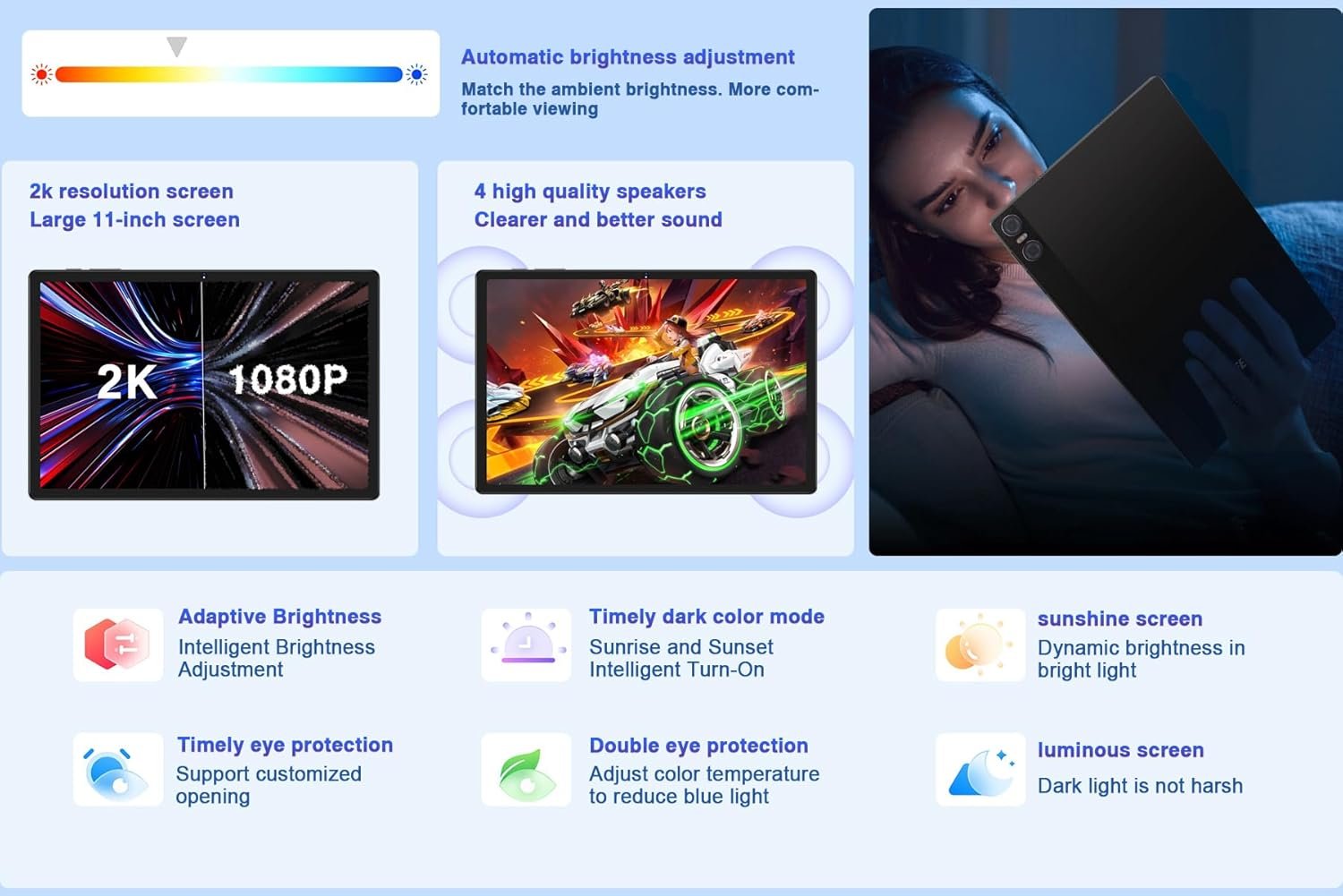 Планшет 11" FHD+ YESTEL T15 (8+8)/256Gb 8 ядер Android 13 8600 mAh Чорний-синій, фото №6 Планшет 11" FHD+ YESTEL T15 (8+8)/256Gb 8 ядер Android 13 8600 mAh Чорний-синій, фото №6