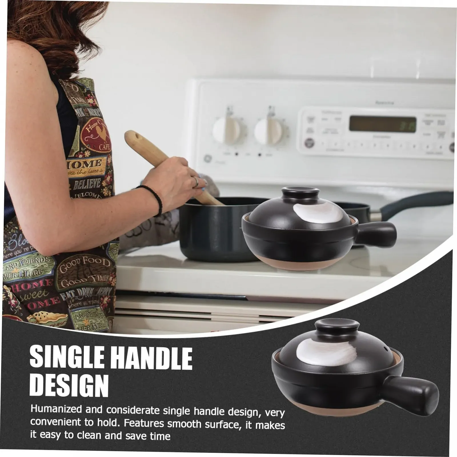 Ківш керамічний з кришкою та ручкою Термостійкий, фото №3