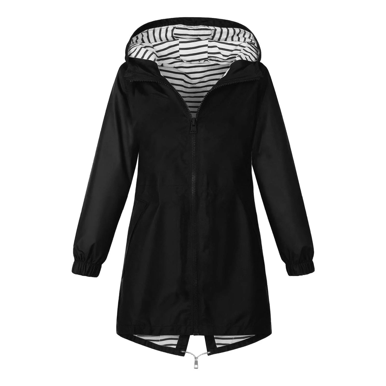 Куртка с капюшоном Generisch для девочек, средней длины, однотонная, для осени, легкая, повседневная, с капюшоном, в полосатую подкладку, зимняя, детская, мягкая, удобная, переходная куртка 6-16 лет, фото №3