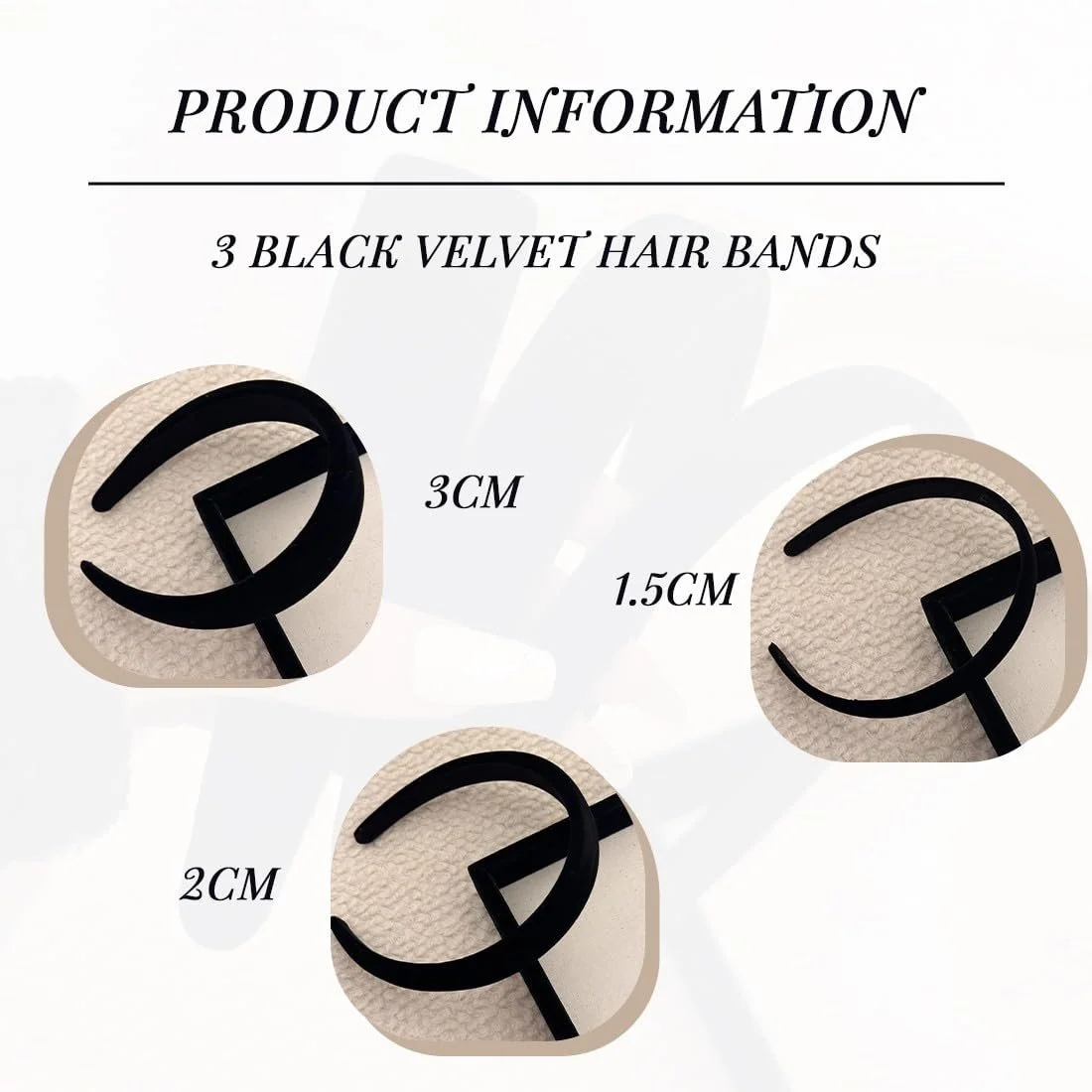 Набір жіночих обручів 3 шт, Оксамитові, фото №2