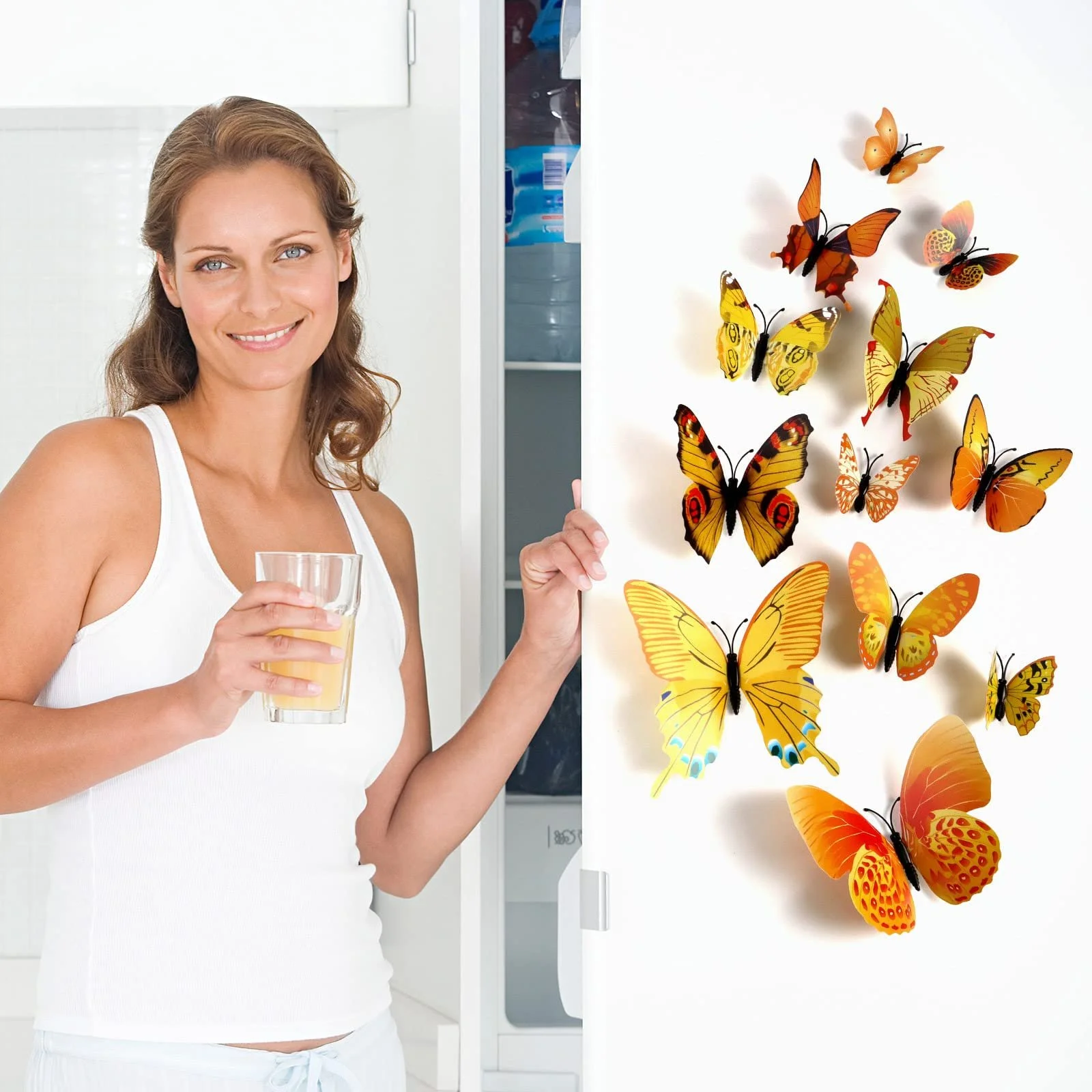Наклейки на стіну 3D Метелики 72 шт. Жовті, фото №5 Наклейки на стіну 3D Метелики 72 шт. Жовті, фото №5