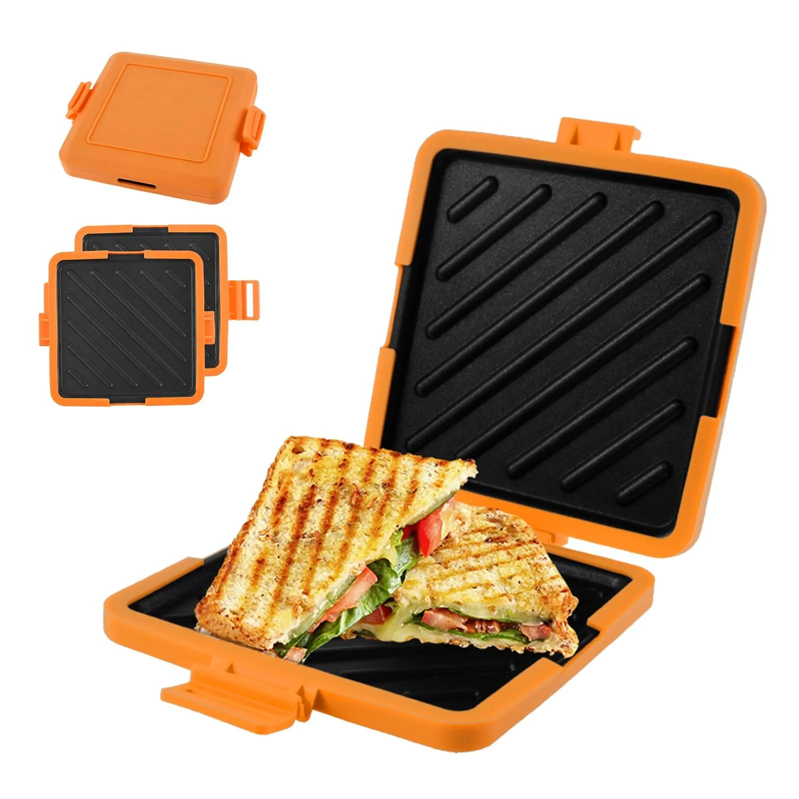Сендвічниця CBWERBB, силіконовий посуд для мікрохвильової печі Помаранчева, фото №1