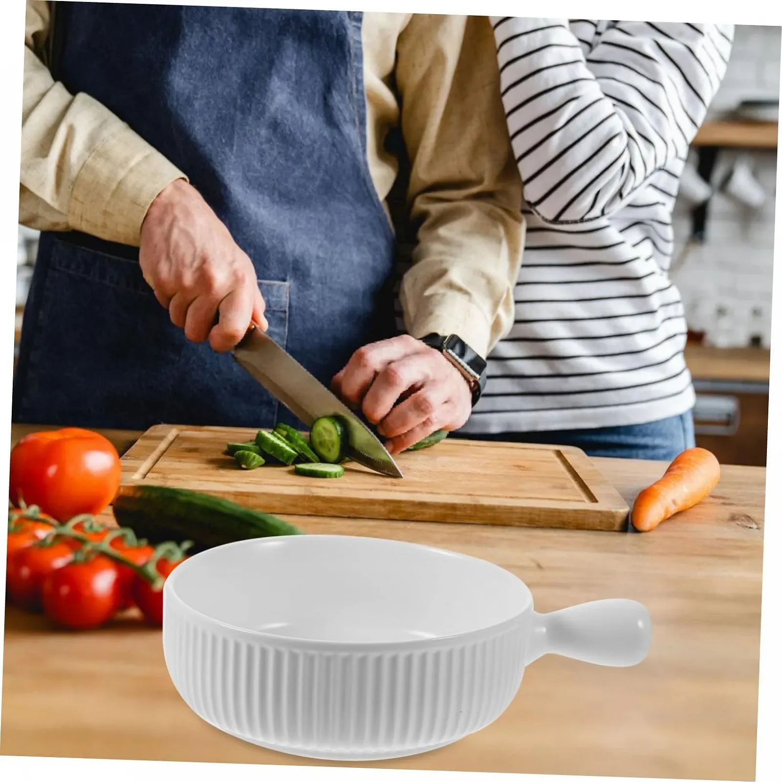 Миска для запікання GALPADA Керамічна Мікрохвильова піч Духовка Нековзне дно Штабельована, фото №8