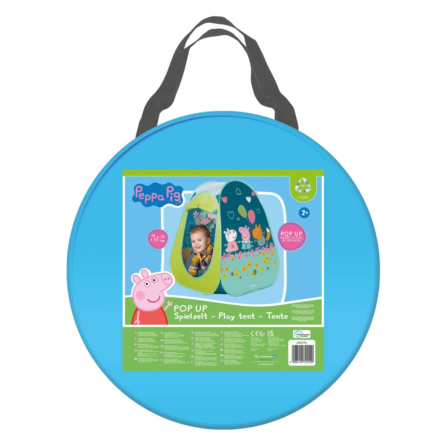 Палатка игровая Pop Up John We Care Original rPET Peppa Pig с сумкой для переноски, компактная и легкая, фото №3