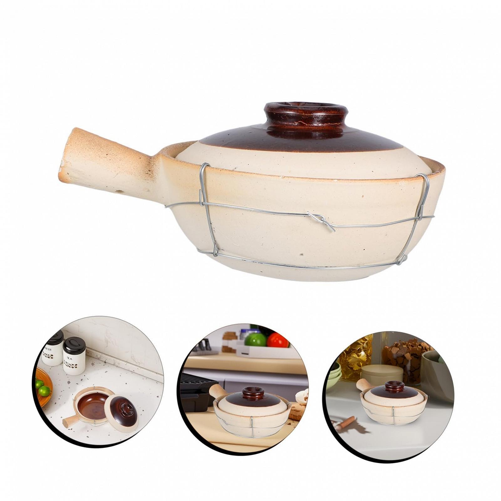 Глиняний горщик Керамічний Ківш для рису та супу з ручкою та дротовим тримачем Термостійкий, фото №7 Глиняний горщик Керамічний Ківш для рису та супу з ручкою та дротовим тримачем Термостійкий, фото №7