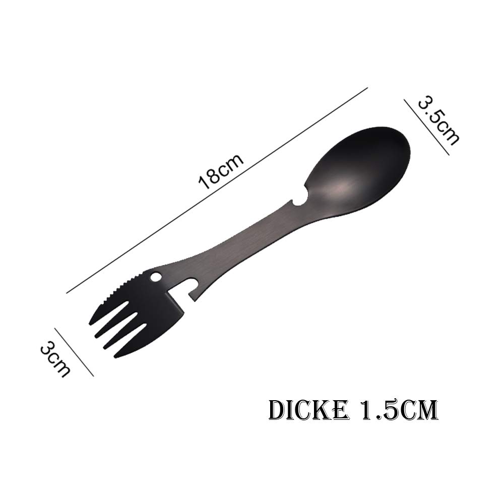 Набор столовых приборов THETAG Camping Spork Ложка Вилка Нож Открывалка для бутылок и консервов Нержавеющая сталь, фото №2