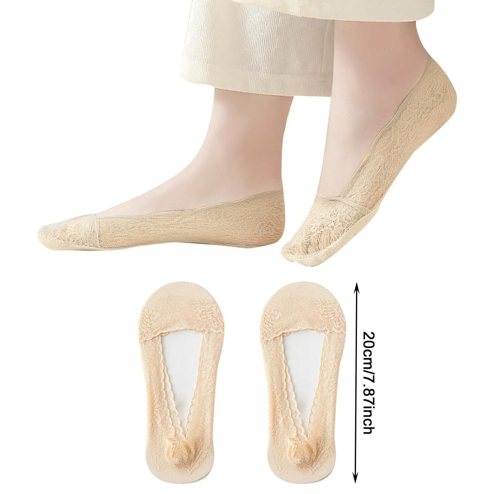 Жіночі невидимі бавовняні шкарпетки для кросівок, дихаючі, 42 - 43, фото №5