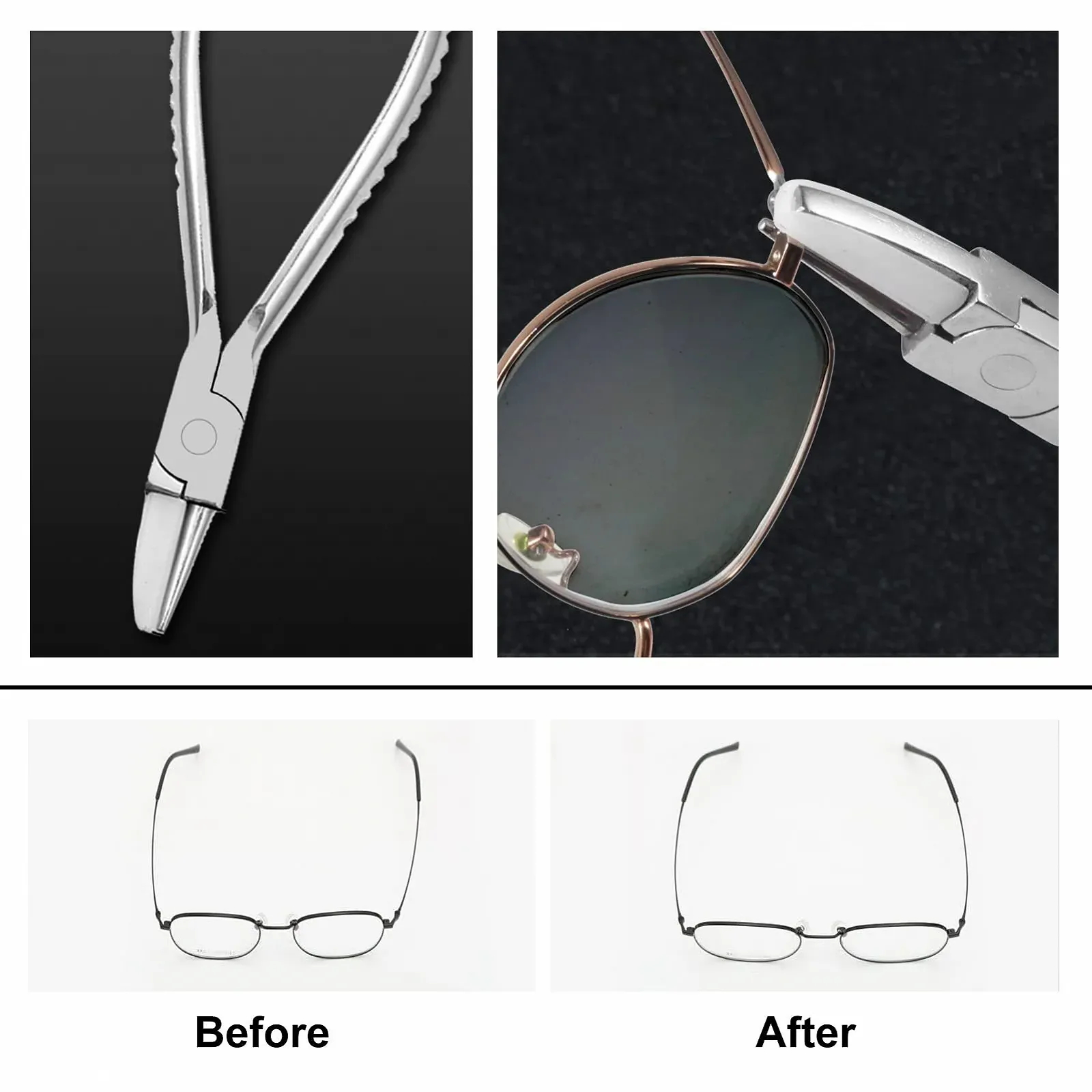 Плоскогубцы SPEEDWOX для очков 6 дюймов с круглым носом, нейлоновыми губками и плоским носом, регулируемые плоскогубцы для оправы очков, набор из 2 штук, инструмент для очков, плоскогубцы для носовых упоров, фото №4