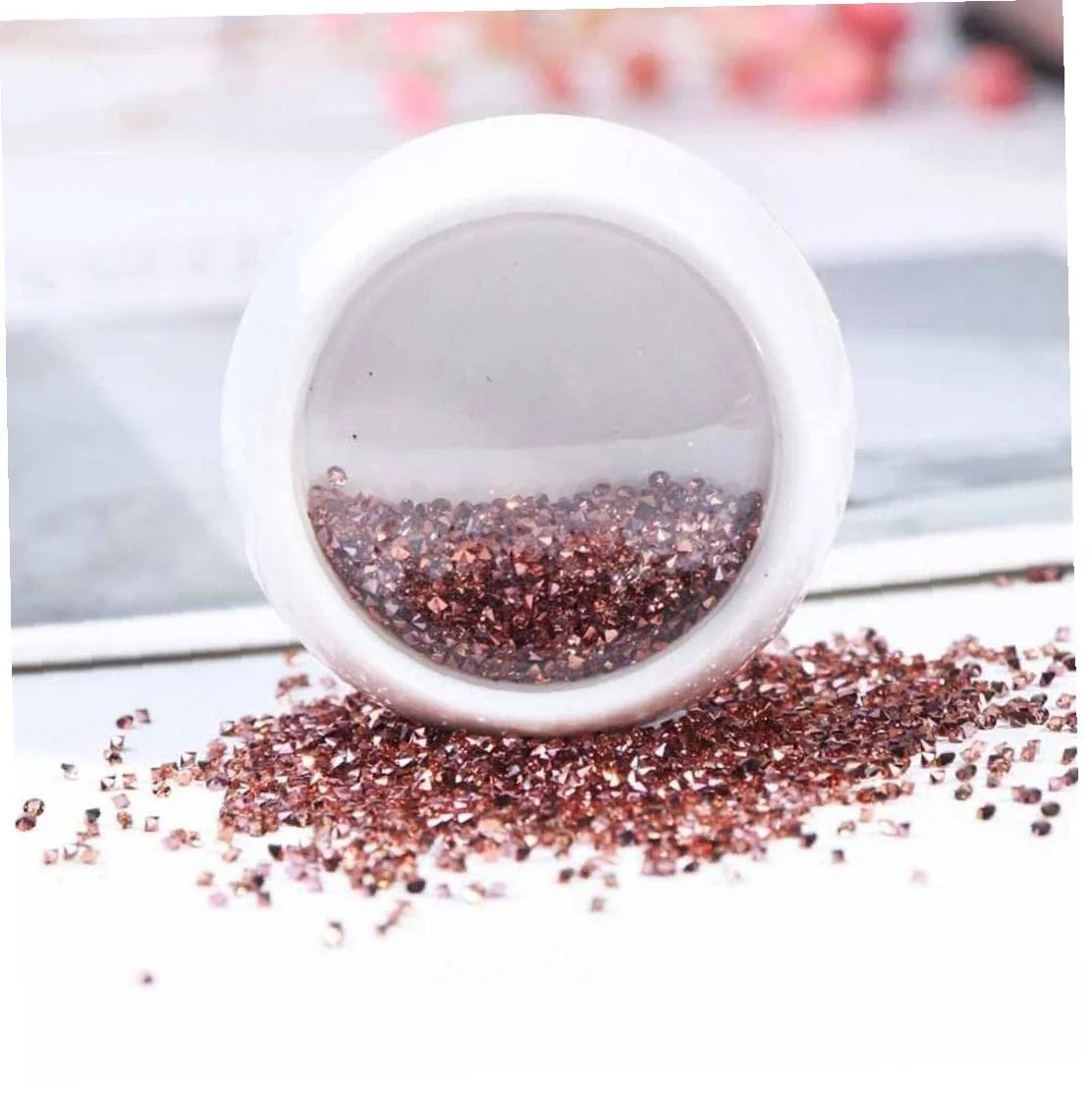 Стразы для ногтей Кристалл Циркон Блестки Мини-бусины для дизайна ногтей 1.2 мм Розовый, фото №7