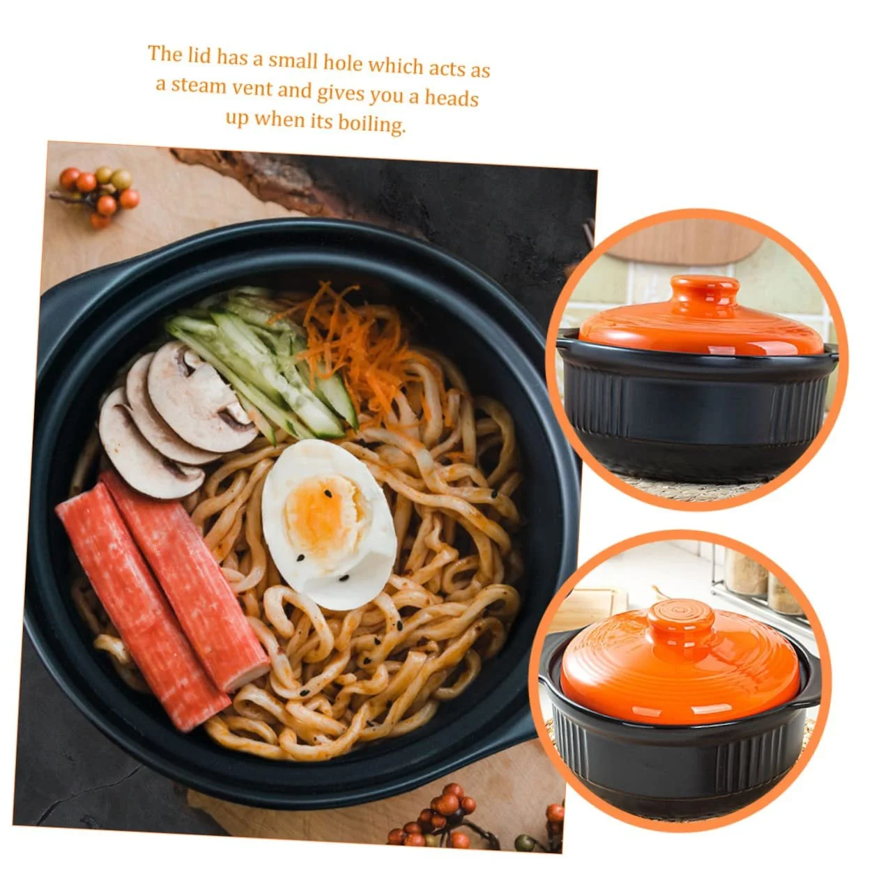 Каструля Amosfun Керамічна антипригарна з кришкою Мала для супів та тушкування, фото №5