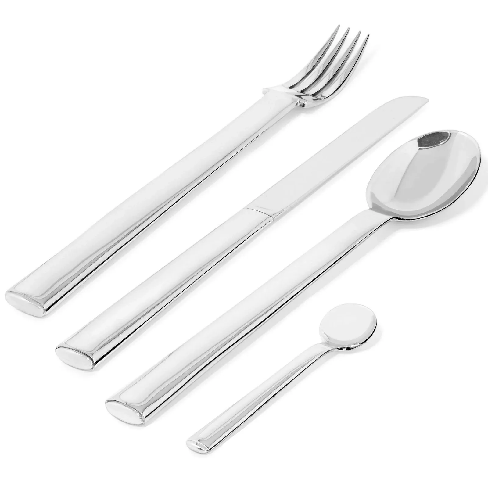 Набір столових приборів Alessi Rundes Modell: виделки, столові ножі, шість чайних ложок з нержавіючої сталі 18/10, полірована, срібний, фото №3 Набір столових приборів Alessi Rundes Modell: виделки, столові ножі, шість чайних ложок з нержавіючої сталі 18/10, полірована, срібний, фото №3