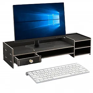 Подставка для монитора Деревянная полка для аксессуаров ПК, ноутбука, принтера для офиса, дома, квартиры, студенческой комнаты - Фото 1