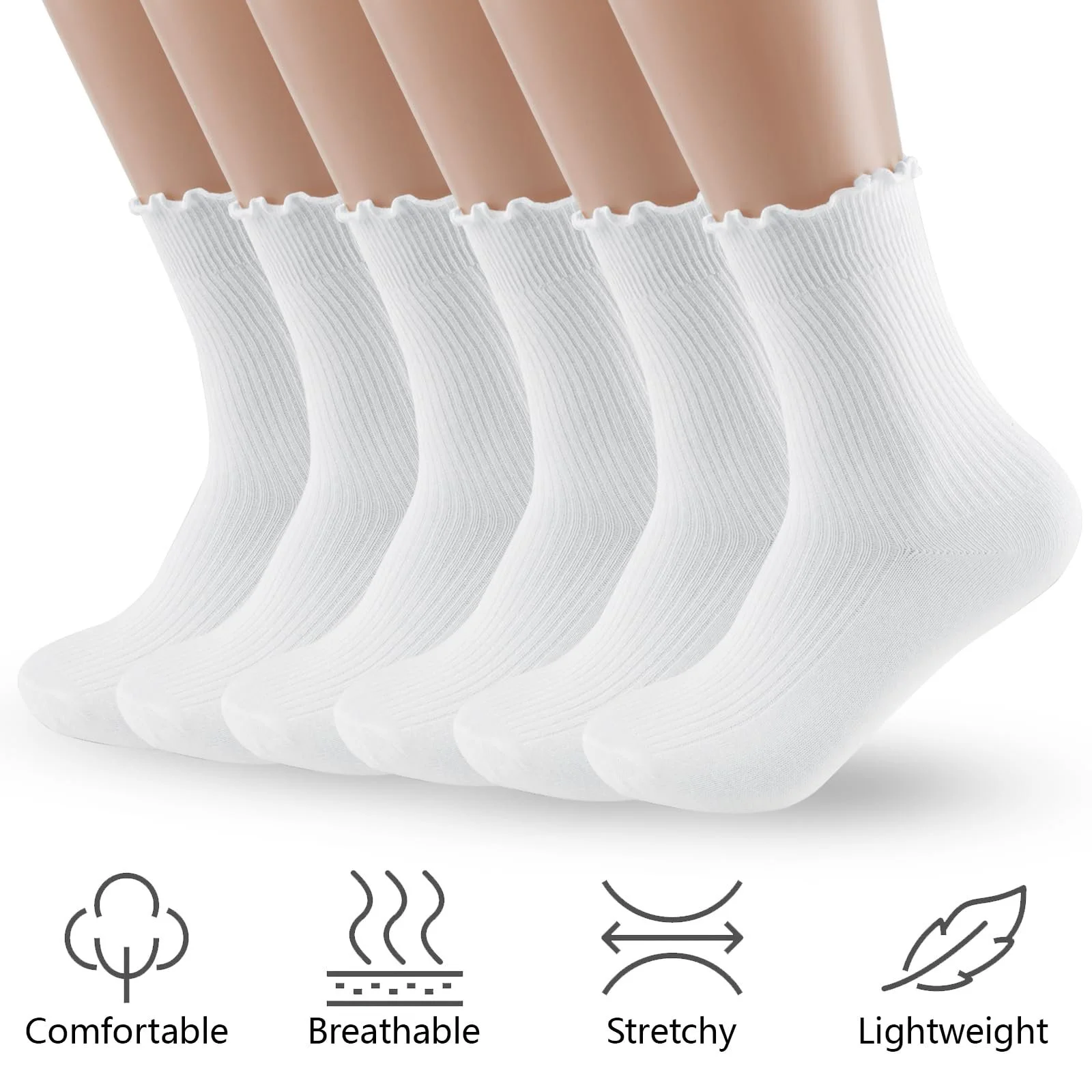 Носки с рюшами Хлопковые 6 пар 36-42, фото №3