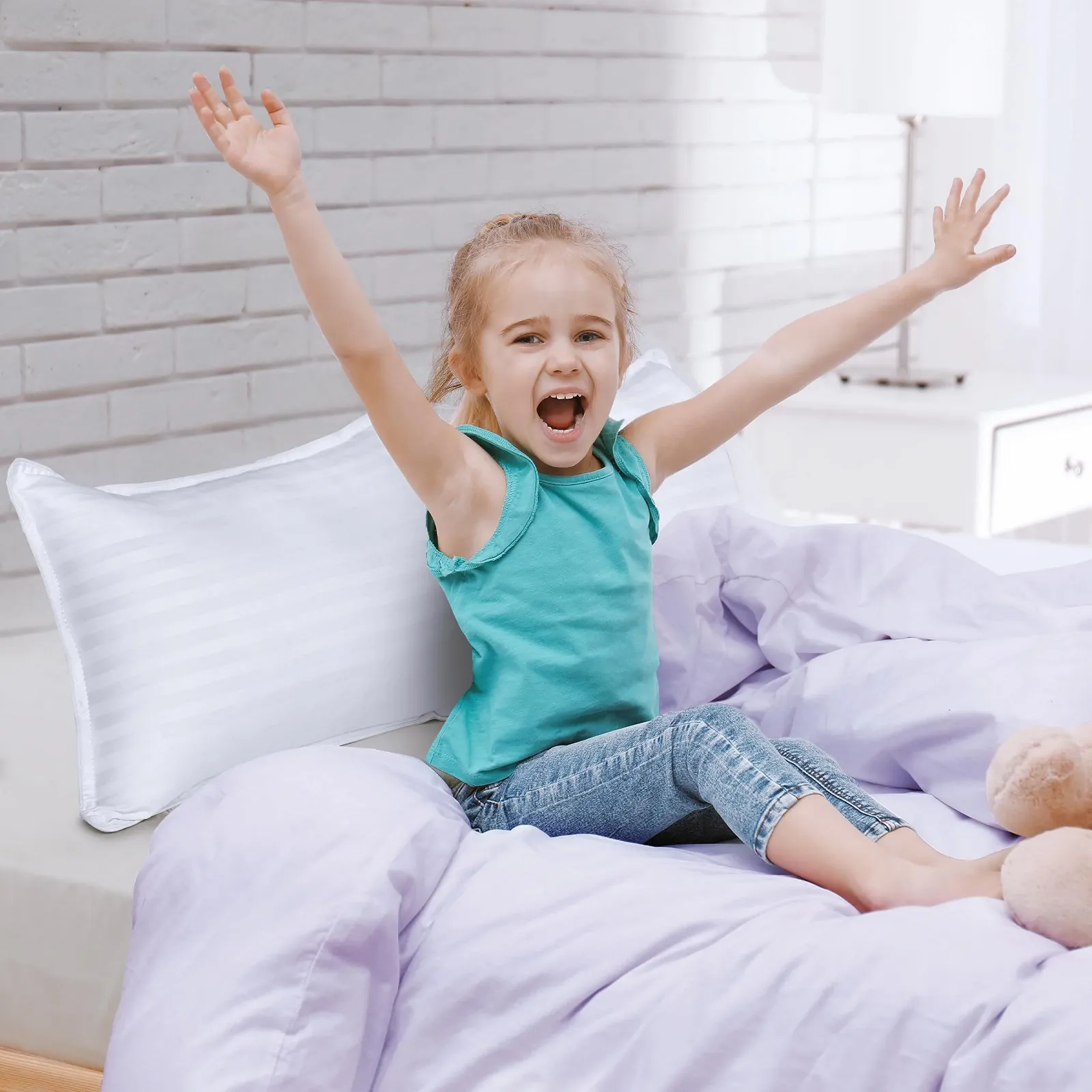 Подушка дитяча Utopia Bedding 40 x 60 см, набір з 2 дитячих подушок, дихаюча полікотонова тканина, для дітей від 2 років, фото №6 Подушка дитяча Utopia Bedding 40 x 60 см, набір з 2 дитячих подушок, дихаюча полікотонова тканина, для дітей від 2 років, фото №6