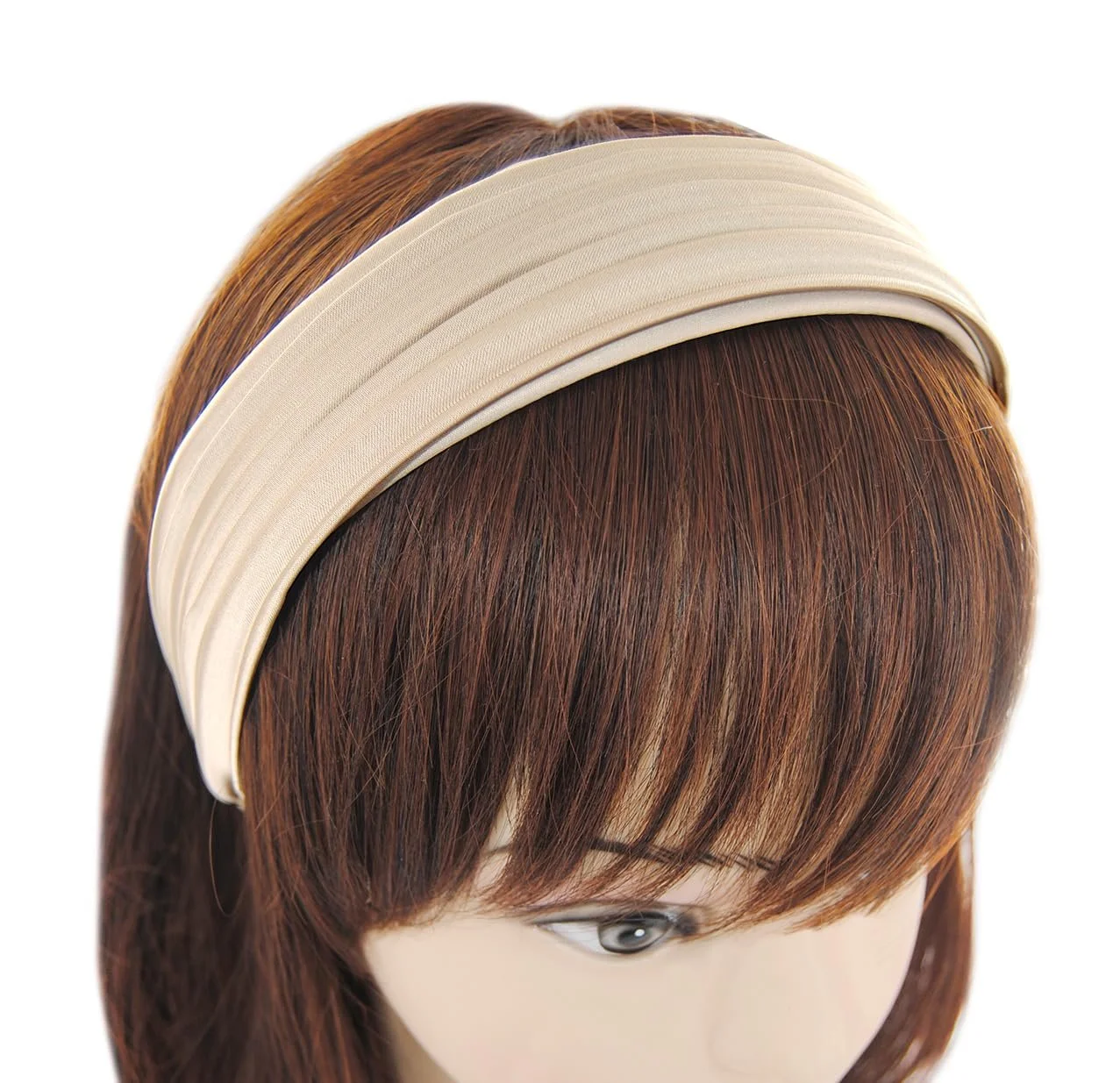 Обруч Axy Широкий Плісирований HR32D Бежевий, Широкий, фото №3