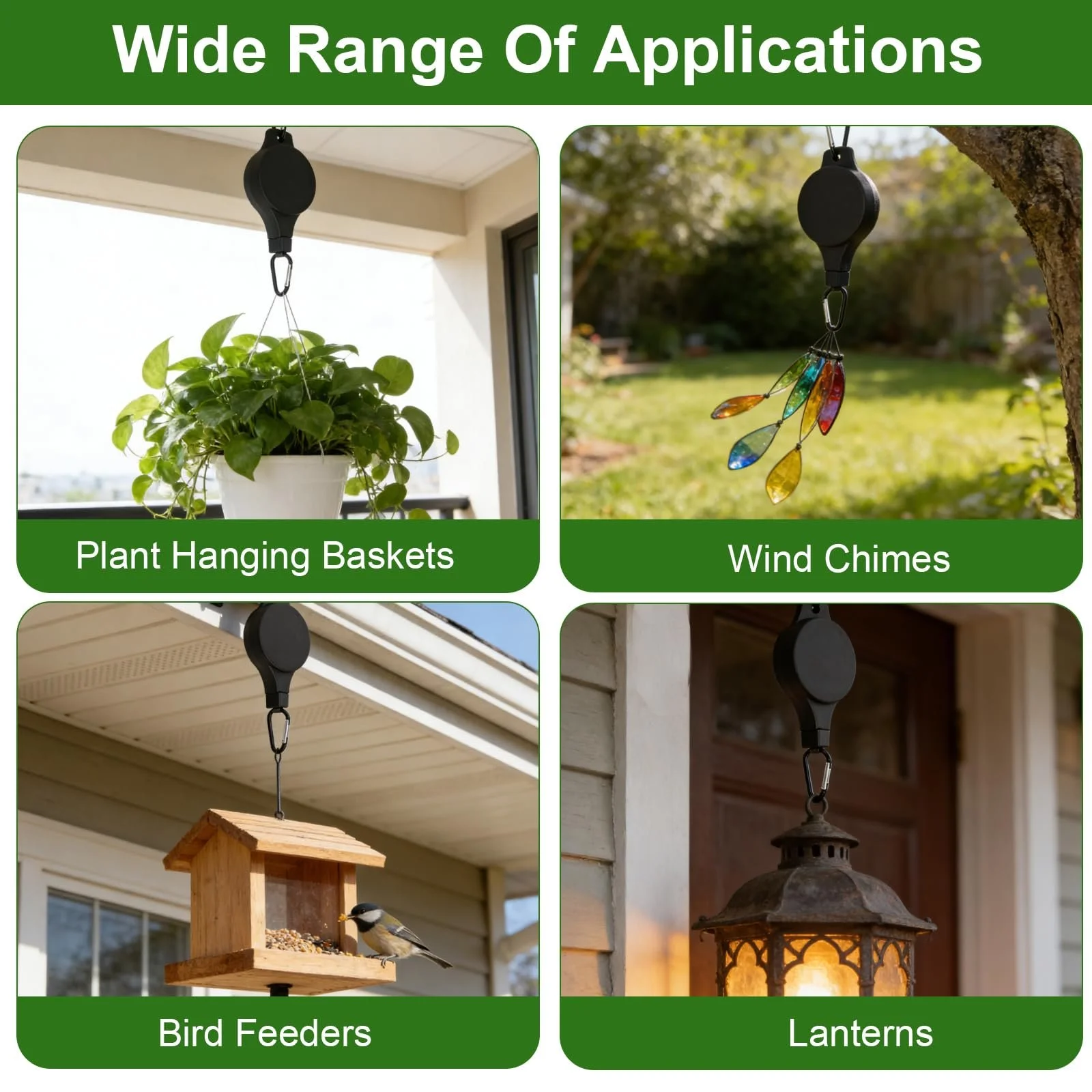 Крючки для растений выдвижные 4 шт. Высокопроизводительные с нейлоновым тросом 80 см Черные, фото №7