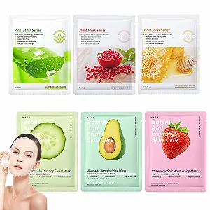 Маска для лица LYSdefeu Hydrat для женщин - 6 штук Daily Care, успокаивающая, увлажняющая, для ухода за кожей лица, набор подарков для красоты на День женщин, День матери, фруктовая маска для лица - набор B - Фото 1